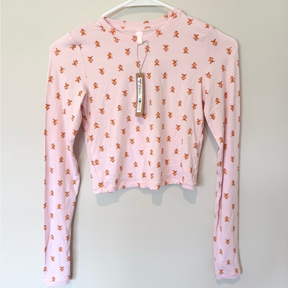SKIMS Pink Gingerbread Super Cropped Long Sleeve NWT